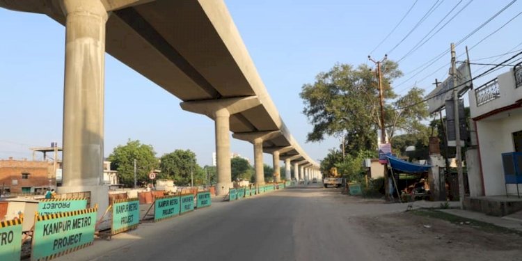 Kanpur Metro : आईआईटी मेट्रो स्टेशन के पास रखा गया पहला आई-गर्डर