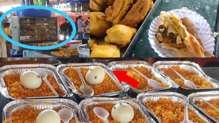 झाँसी रेलवे स्टेशन में पेटिज को बनाया समोसा, खाने में लग रही मक्खियां
