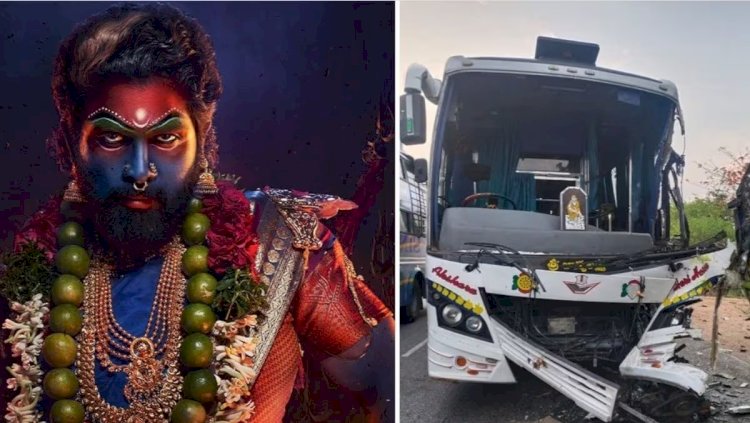 फिल्म 'पुष्पा : द रूल' के कलाकारों की बस दुर्घटनाग्रस्त, दो घायल