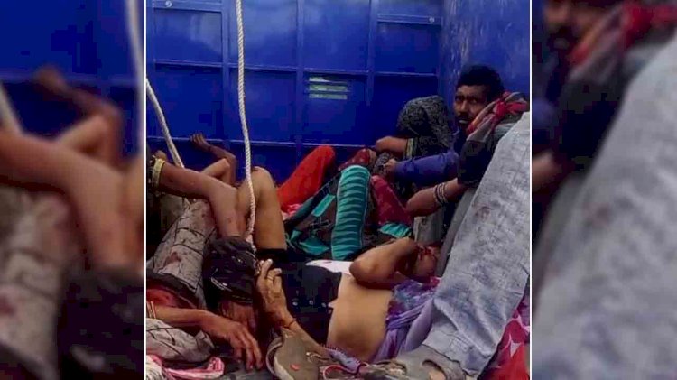 हमीरपुर में श्रद्धालुओं से भरा वाहन पलटा, 28 घायल